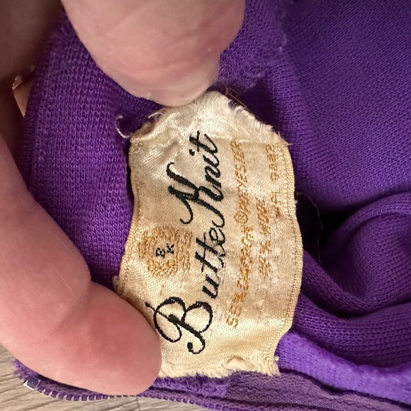 Vintage‎ Butte Womens 6 Wool Blend Knit Purple Mod Mini Dress Unique 60s Jewel - Picture 5 of 6